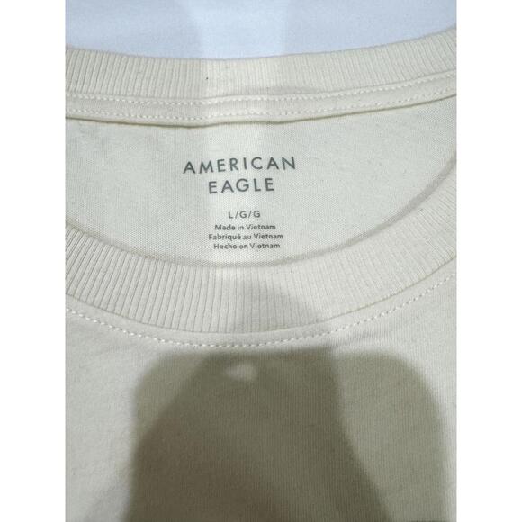 American Eagle Cream Oversized Halloween Skeleton Graphic T-Shirt- Size Large - Picture 7 of 9